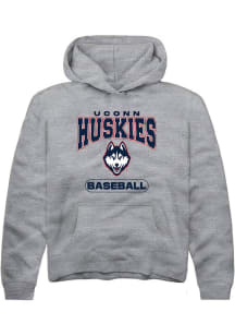 Summit Sportswear UConn Huskies Youth Graphite Baseball Long Sleeve Hoodie