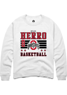 Myles Herro Ohio State Buckeyes Mens White NIL Striped Player Crew