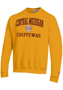 Champion Central Michigan Chippewas Mens Gold MAC Arch Powerblend Long Sleeve Crew Sweatshirt