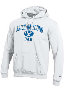 Champion BYU Cougars Mens White Arch Logo Dad Powerblend Long Sleeve Hoodie