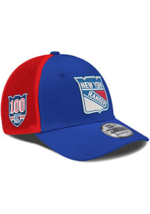New Era New York Rangers Mens Blue Centennial 39THIRTY Neo Flex Hat