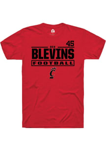 Ben Blevins Cincinnati Bearcats Red Football NIL Stacked Box Short Sleeve Player T Shirt