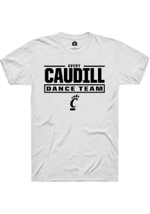 Avery Caudill Cincinnati Bearcats White NIL Stacked Box Short Sleeve Player T Shirt