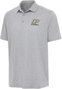 Antigua Purdue Boilermakers Mens Grey Heather Football Par 3 Short Sleeve Polo