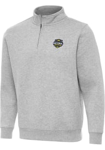 Antigua Michigan Wolverines Mens Grey 2026 MBB Champions Victory Long Sleeve Qtr Zip Pullover