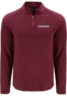 Cutter and Buck Harvard Crimson Mens Maroon Coastline Long Sleeve Qtr Zip Pullover