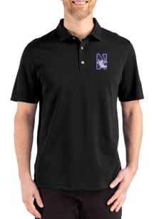 Cutter and Buck Northwestern Wildcats Mens Black Advantage Refresh Short Sleeve Polo