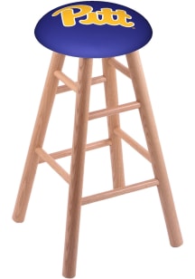 Pitt Panthers Round Cushion Oak Pub Stool - Brown
