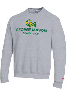 Champion George Mason University Mens Grey Powerblend Crew Long Sleeve Crew Sweatshirt