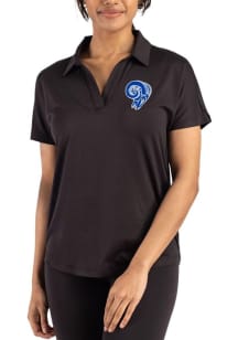 Cutter and Buck Los Angeles Rams Womens Black Historic Coastline Short Sleeve Polo Shirt