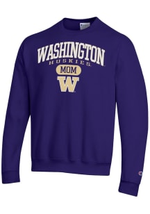 Champion Washington Huskies Mens Purple Pill Box Mom Powerblend Long Sleeve Crew Sweatshirt