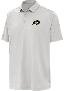 Antigua Colorado Buffaloes Mens Grey Hurdle Short Sleeve Polo