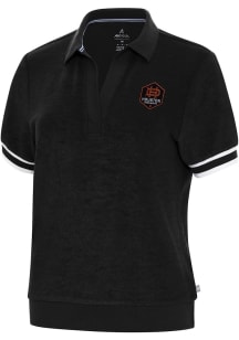 Antigua Houston Dynamo Womens Black Favorite Short Sleeve Polo Shirt