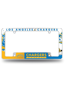 Los Angeles Chargers Primary All Over Chrome License Plate Frame - White