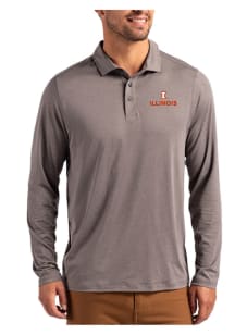 Cutter and Buck Illinois Fighting Illini Mens Graphite Coastline Long Sleeve Polo Shirt