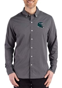 Cutter and Buck Philadelphia Eagles Mens Black Helmet Gingham LS Woven Long Sleeve Dress Shirt