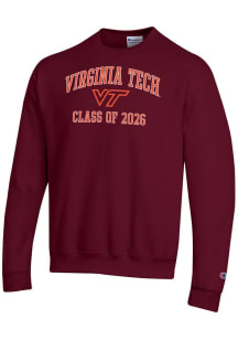 Champion Virginia Tech Hokies Mens Maroon Font Class of 2026 Powerblend Long Sleeve Crew Sweatshir..
