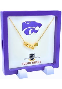 K-State Wildcats Gold Letters and Heart Necklace