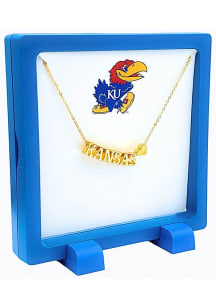 Kansas Jayhawks Gold Letters and Heart Necklace
