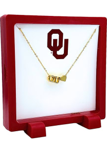 Oklahoma Sooners Gold Letters and Heart Necklace