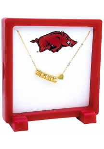 Arkansas Razorbacks Gold Letters and Heart Necklace