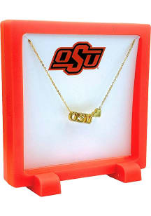 Oklahoma State Cowboys Gold Letters and Heart Necklace