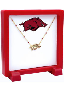 Arkansas Razorbacks Gold Side Set Logo Necklace