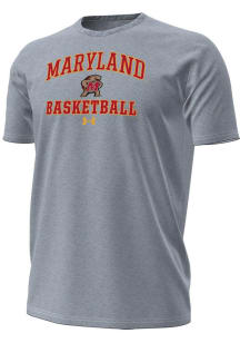 Under Armour Maryland Terrapins Grey Basketball Performance Short Sleeve T Shirt