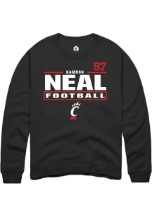 Kamron Neal Cincinnati Bearcats Mens Black Football NIL Stacked Box Player Crew