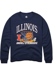 Andrej Stojakovic Illinois Fighting Illini Mens Navy Blue NIL Name Number Net Player Crew