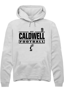 Jeff Caldwell Cincinnati Bearcats Mens White Football NIL Stacked Box Player Hood