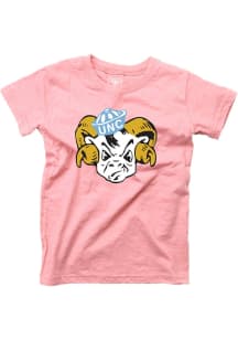 Wes and Willy North Carolina Tar Heels Toddler Girls Pink Vintage Mascot Short Sleeve T-Shirt