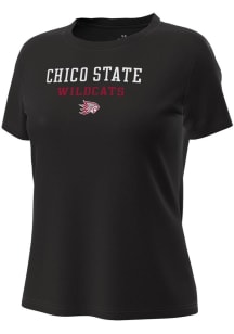 Under Armour CSU Chico Wildcats Womens Black Stacked over logo Tech Stretch Short Sleeve T-Shirt