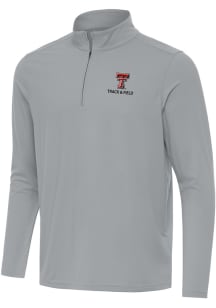 Antigua Texas Tech Red Raiders Mens Ash Intent Track & Field Long Sleeve Qtr Zip Pullover