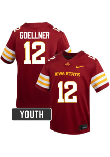 Braden Goellner Iowa State Cyclones Youth Cardinal Red Nike NIL Name And Number Football Jersey