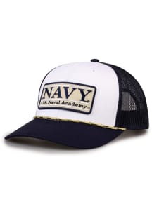 Navy Midshipmen Bar Patch Rope Trucker Adjustable Hat - White