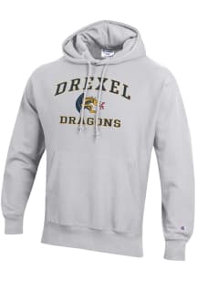 Champion Drexel Dragons Mens Ash Mascot Reverse Weave Long Sleeve Hoodie