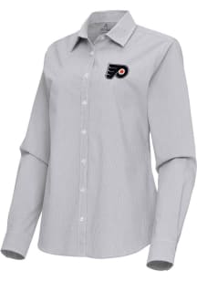 Antigua Philadelphia Flyers Womens Porter Long Sleeve Ash Dress Shirt