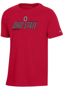 Champion Ohio State Buckeyes Youth Red Stadium Wordmark Short Sleeve T-Shirt