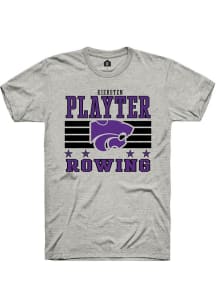 Kiersten Playter K-State Wildcats Ash NIL Striped Short Sleeve Player T Shirt