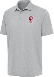 Antigua Indiana Hoosiers Mens Grey Heather Dad Par 3 Short Sleeve Polo