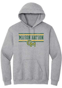 Summit Sportswear George Mason University Mens Grey Bars Long Sleeve Hoodie