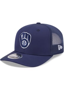 New Era Milwaukee Brewers 2026 MLB Batting Practice Fan Pack Stretch 9SEVENTY Adjustable Hat - Nav..