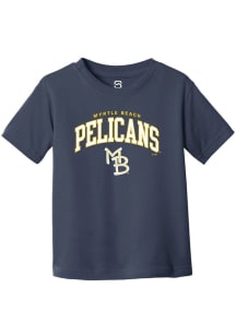 Summit Sportswear Myrtle Beach Pelicans Toddler Navy Blue Arch Mascot Short Sleeve T-Shirt