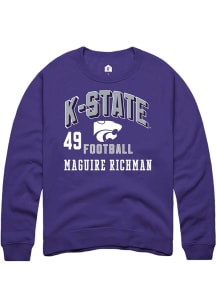 Maguire Richman K-State Wildcats Mens Purple Football NIL Arch Logo Player Crew