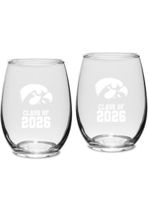 Iowa Hawkeyes Class of 2026 Stemless Wine Set Stemless Wine Glass - White