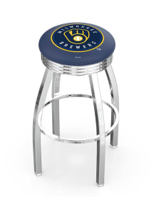 Milwaukee Brewers 3 Ring Chrome Seat Pub Stool - Silver