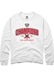 Summit Sportswear Miami RedHawks Mens White 2025 MAC Field Hockey Champions Long Sleeve Crew Sweat..