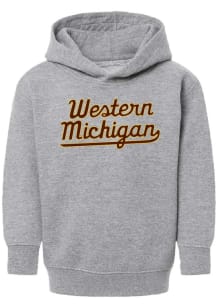 Summit Sportswear Western Michigan Broncos Toddler Grey Script Long Sleeve Hooded Sweatshirt
