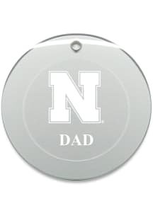 Nebraska Cornhuskers Dad Round Ornament - White